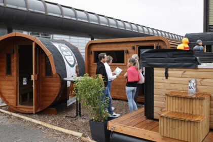 some tiny houses on display at caravan salon show in dusseldorf germany