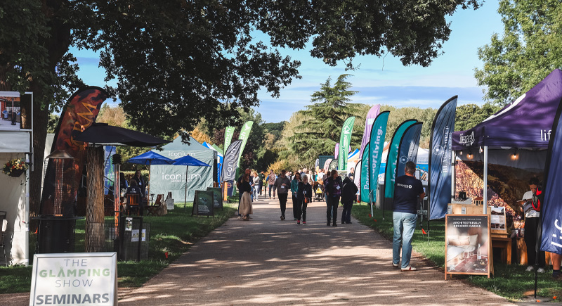 people walking around the 2026 edition of the glamping show