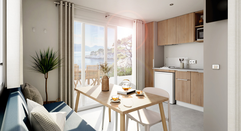 interior impression of the bhi selenia cucina bay mobile home